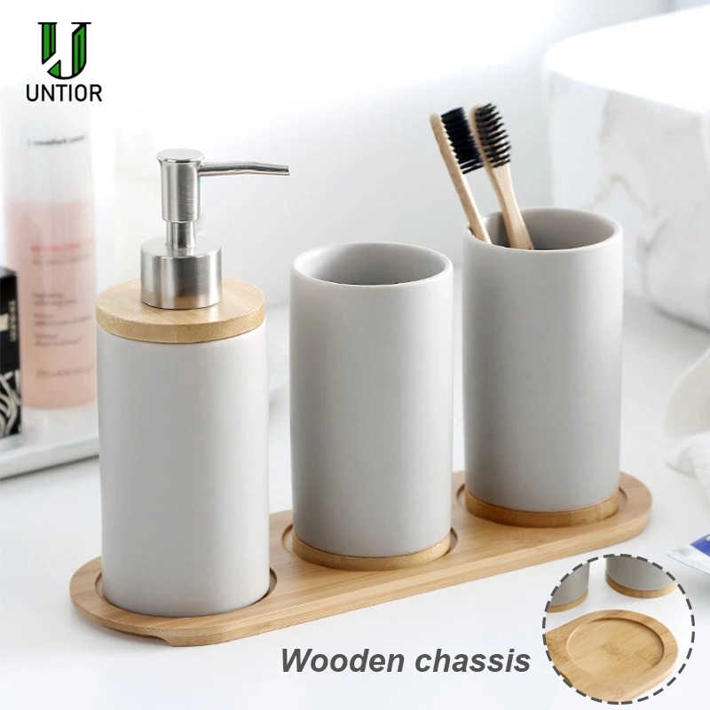 Zara Home Bathroom Set - Keramische Badkameraccessoires Set Mode Zeepdispenser Tandenborstel