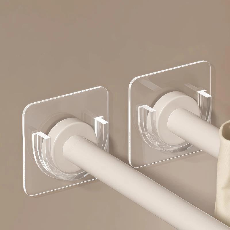 Home Bathroom Decor - Boorvrije Transparante Zelfklevende Gordijnroedebeugels Zware Belasting