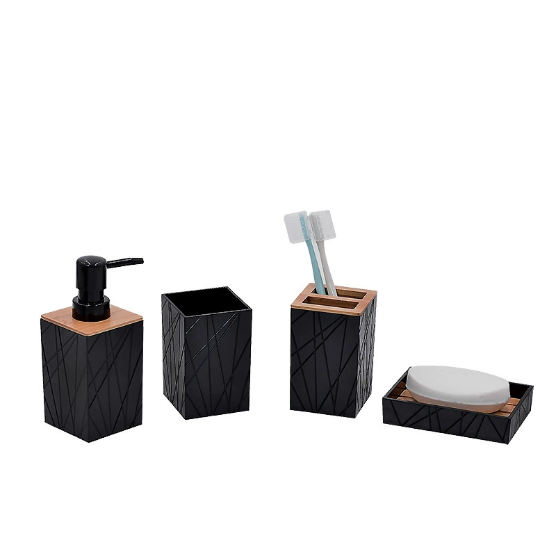 Zara Home Bathroom Set - 4-delige badkameraccessoires, tandenborstelhouder, beker, vloeistofdispenser, zeepbakje,