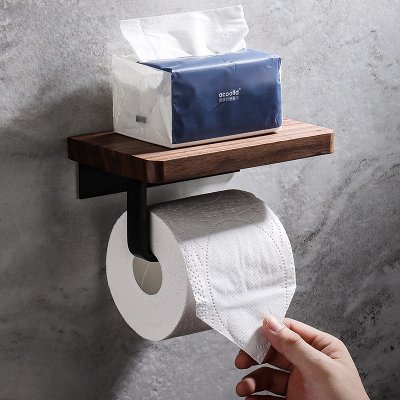 Home Bathroom Paper Towel Dispenser - Massief houten tissuehouder zonder boor, aan