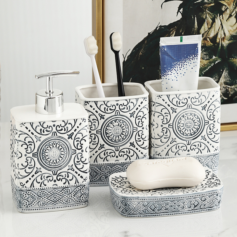 Zara Home Bathroom Set - Moderne Keramische Lotion Fles Zeepbakje Tandenborstel