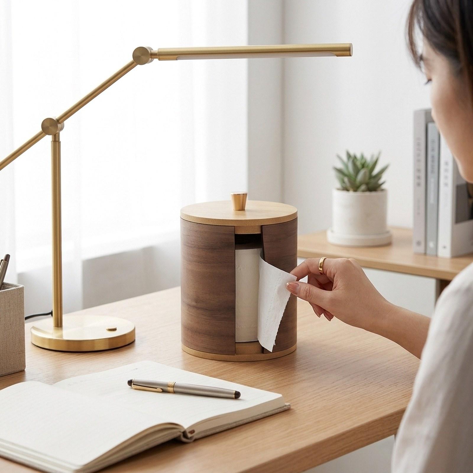 Home Bathroom Paper Towel Dispenser - Papieren handdoekhouder met walnoot houten bovenblad,