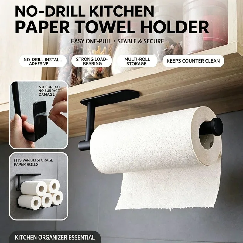Home Bathroom Wallpaper - Papierrolhouder Handdoekenrek Hangende Plank Badkameropslag Toiletrek