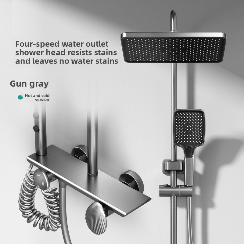 Home And Bathroom - Volledig koperen gunmetal douchekraanset thermostatisch drukverhogend