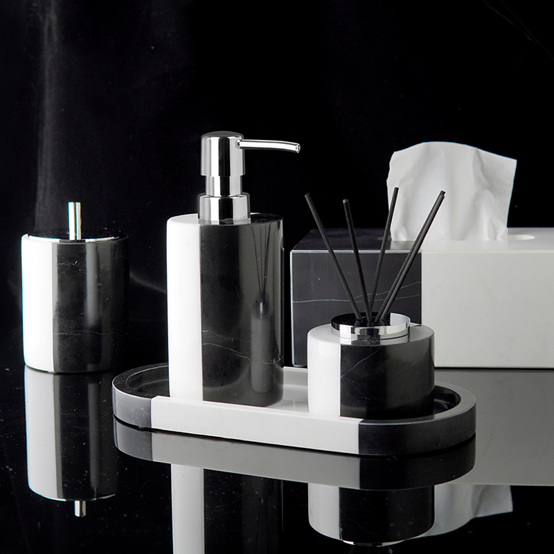 Zara Home Bathroom Set - Zwart En Wit Natuurlijke Marmer Set