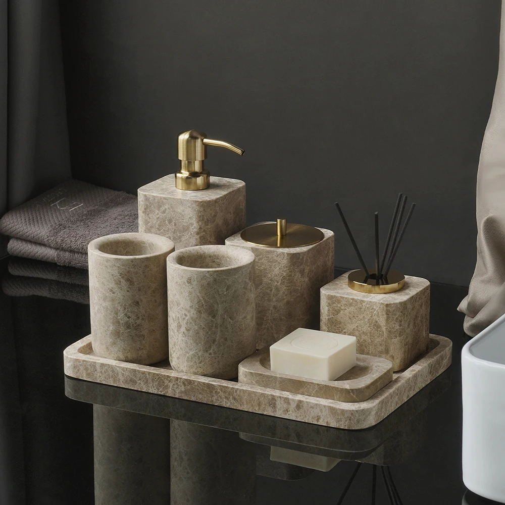 Zara Home Bathroom Set - Emperador Light Natural Marmer Badkamer Accessoires