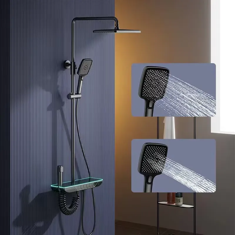 Home And Bathroom - Slimme digitale thermostaat doucheset messing pianoknop