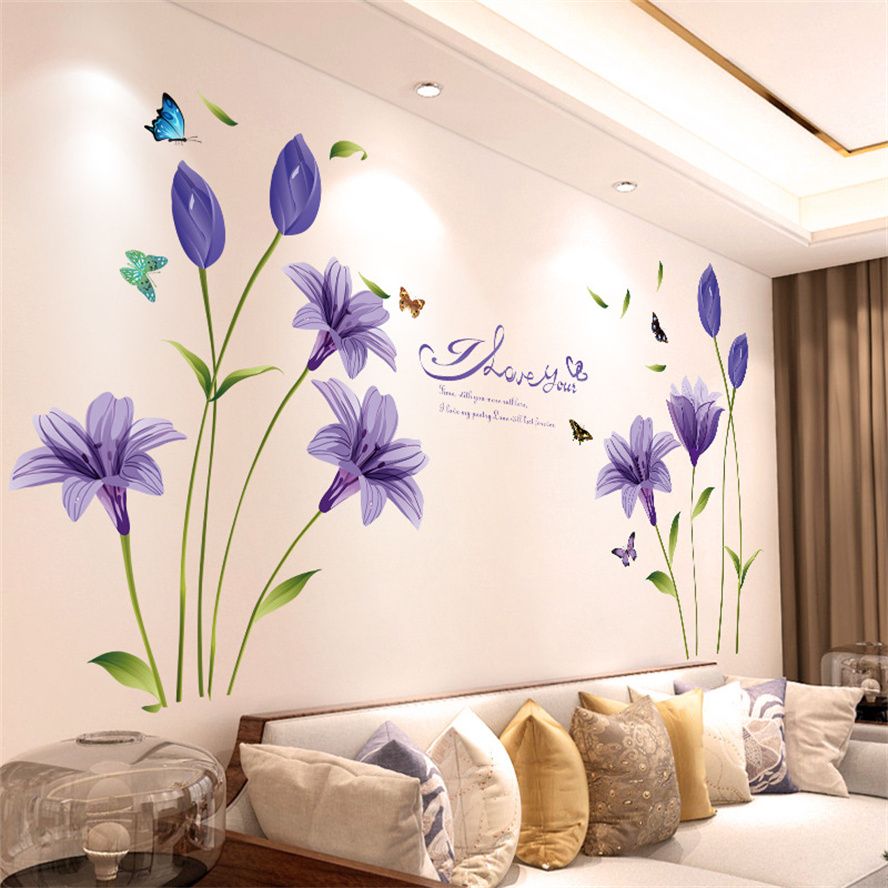 3d Vlinder Bloem Kleurrijke Mu - Home Bathroom Wallpaper recensie en prijs